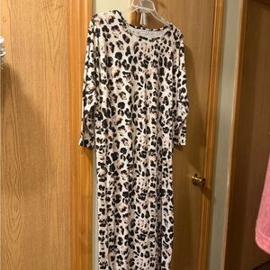 Nuggles Leopard Print Long Sleeve Maxi Dress - Neutral by Unknown Brand